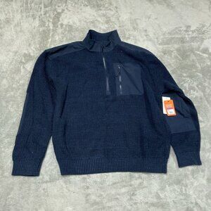 Bass Outdoor Navy Mixed Sweater XXL 1/4 Zip Pullover  Men NWT 6378